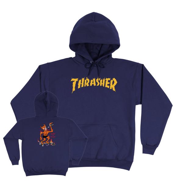 Thrasher Sweat Burn It Down Hood Navy