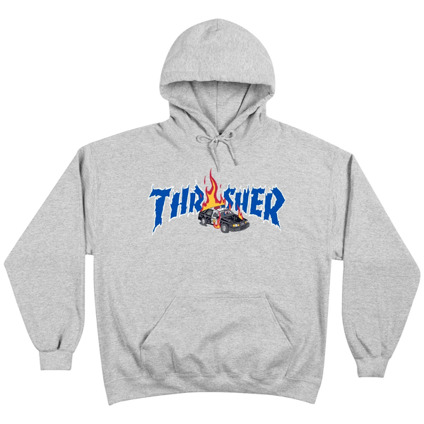 Thrasher Sweat Cop Car Hood Grey