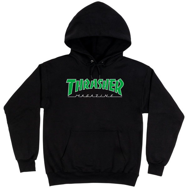Thrasher Sweat Outlined Hood Black Green
