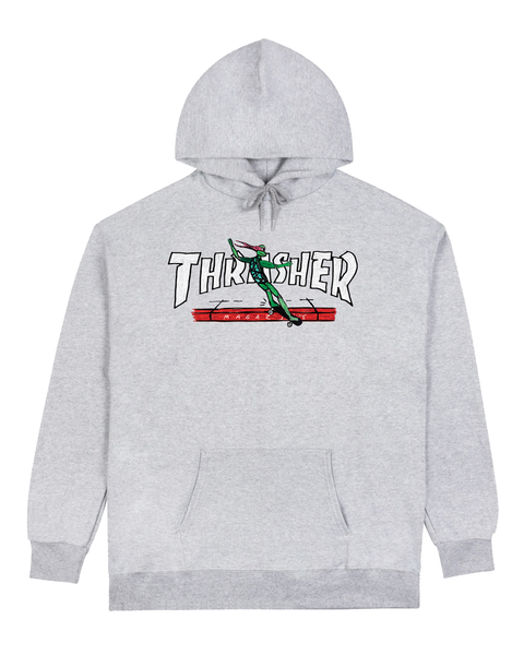 Thrasher Sweat Red Curb By Lsd Worldpeace Hood Ash Grey