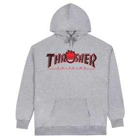 Thrasher Sweat Spitfire Big Head Outline Hood Ash