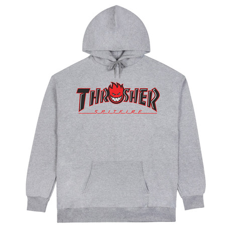 Thrasher Sweat Spitfire Big Head Outline Hood Ash