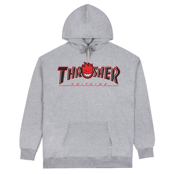 Thrasher Sweat Spitfire Big Head Outline Hood Ash