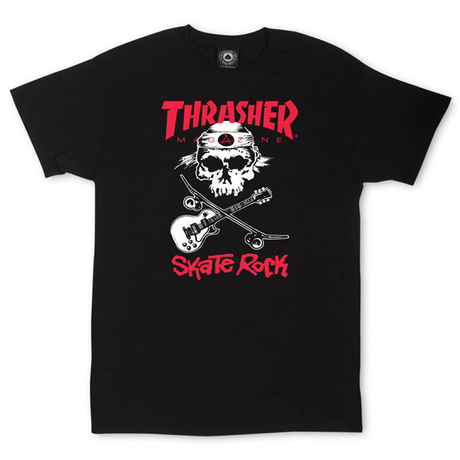 Thrasher T-Shirt Skate Rock Skull Black