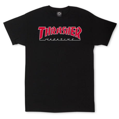 Thrasher T-Shirt Outlined Black Red