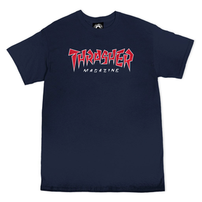 Thrasher T-Shirt Jagged Logo Ss Navy