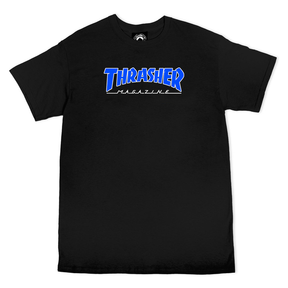 Thrasher T-Shirt Outlined Black Blue