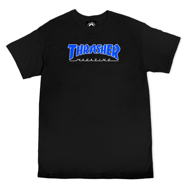 Thrasher T-Shirt Outlined Black Blue
