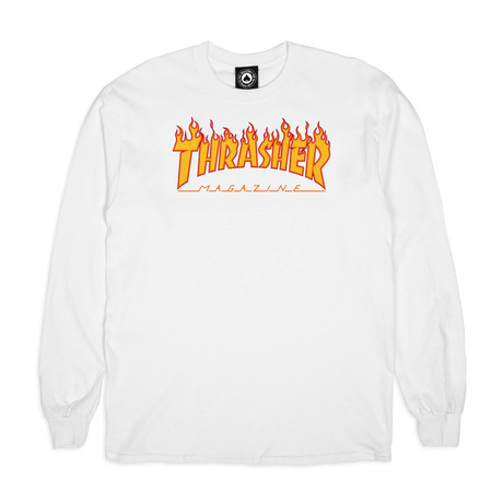 Thrasher T-Shirt Flame Ls White