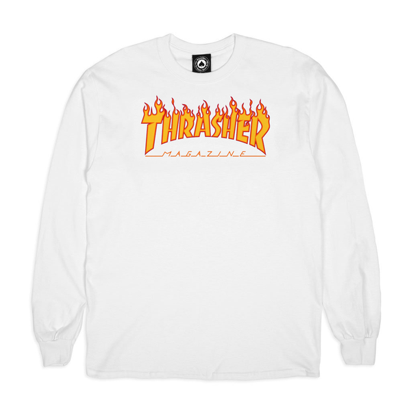 Thrasher T-Shirt Flame Ls White
