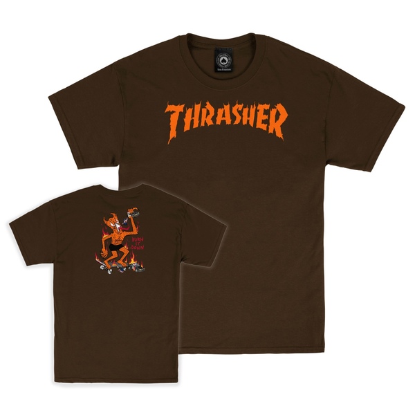 Thrasher T-Shirt Burn It Down Dark Chocolate