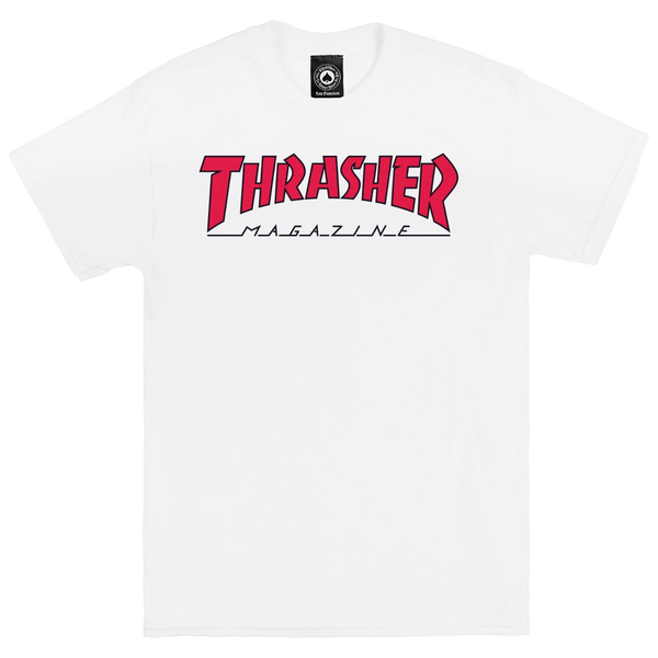 Thrasher T-Shirt Outlined White Red