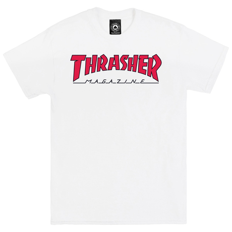 Thrasher T-Shirt Outlined White Red