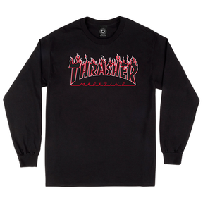 Thrasher T-Shirt Flame Ls Black Red