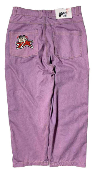 Tvstar Pant Eros Washed Pink Denim Tvs Fitted Waist Baggy
