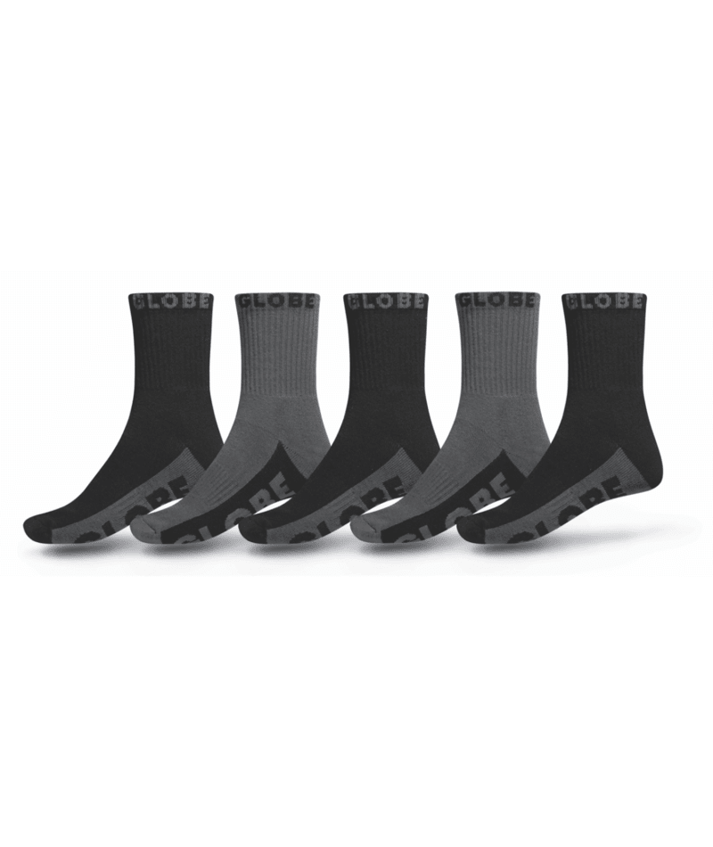 Chaussettes hautes Globe B/G CREW (lot de 5) Black/Grey