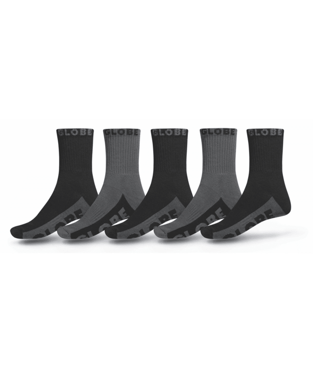 Chaussettes hautes Globe B/G CREW (lot de 5) Black/Grey