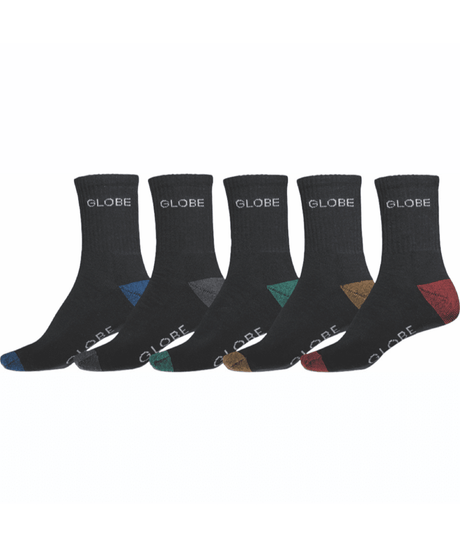 Chaussettes hautes Globe Ingles Crew (lot de 5) Black/Assorted