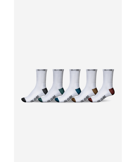 Chaussettes hautes Globe Ingles Crew (lot de 5) White/Assorted