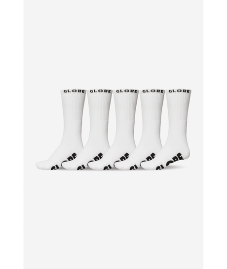 Chaussettes hautes Globe Whiteout Hi Crew (lot de 5) White
