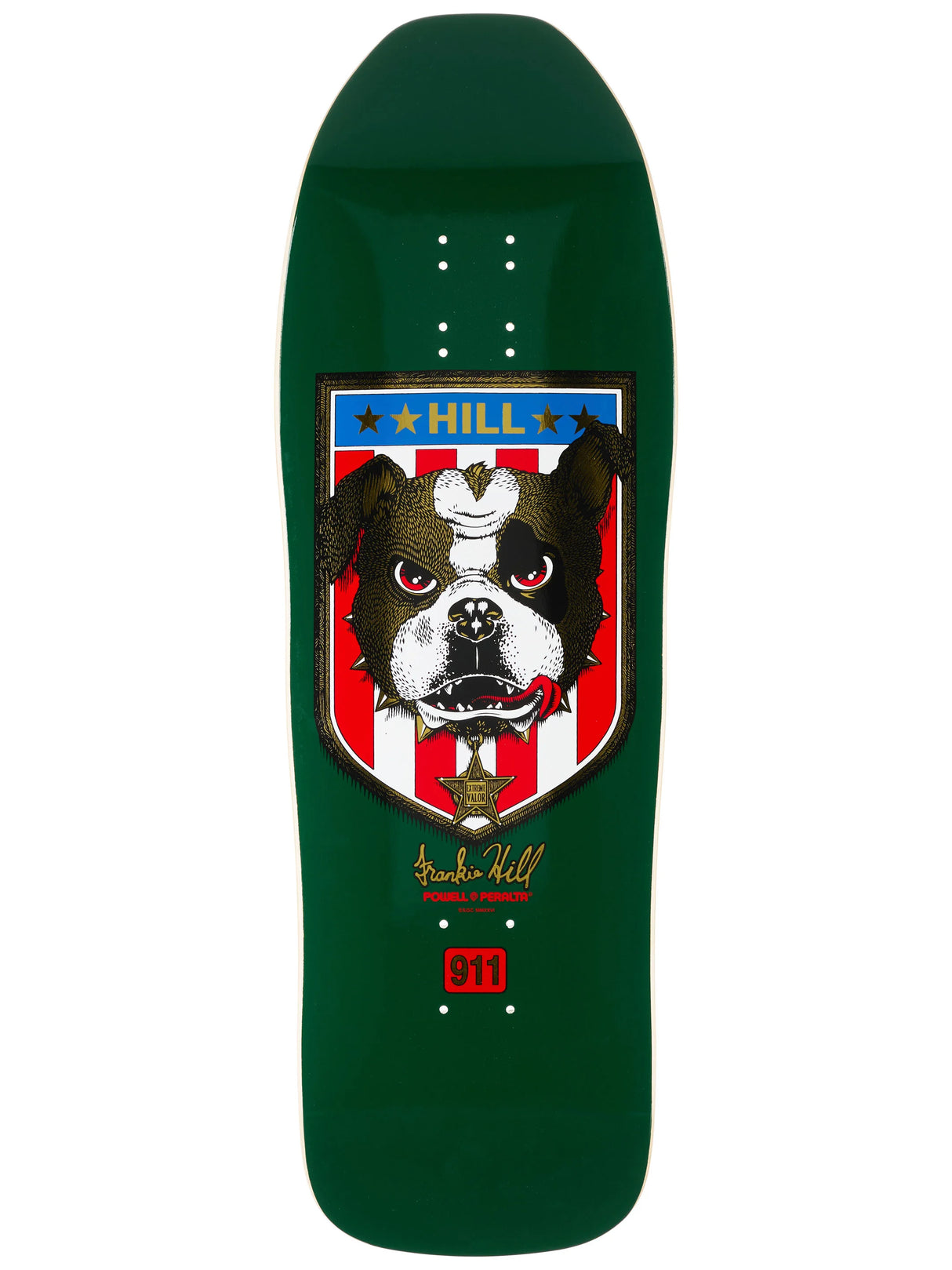 Powell Peralta Frankie Hill Bulldog Reissue - Deck 9.95" × 31" Green / Gold Foil