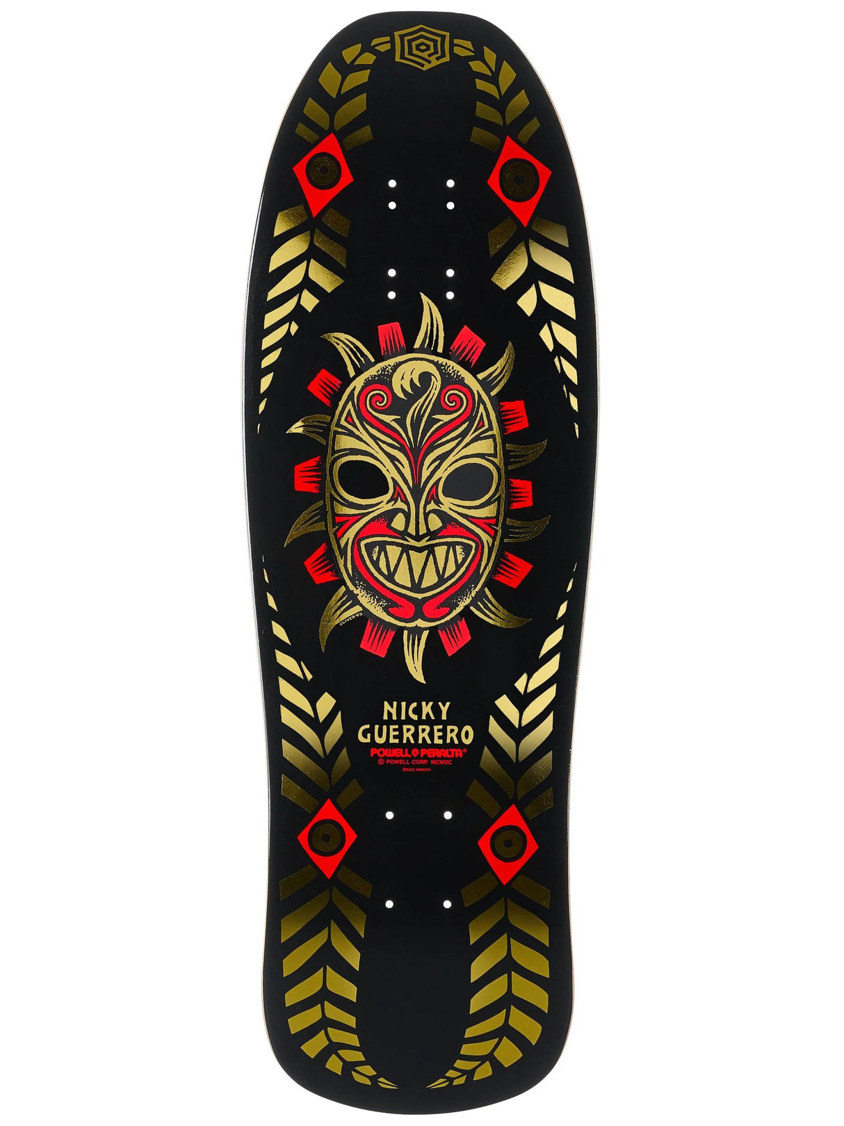 Powell Peralta Nicky Guerrero Mask - Deck 10" × 31.75" Black / Gold Foil