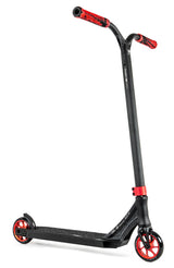 Trottinette freestyle Ethic DTC Pandora Rouge complète, vue de profil, guidon Y-bar noir et pièces anodisées rouges