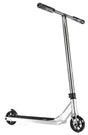 Trottinette freestyle Ethic DTC Pandora Brushed complète, vue de profil, guidon T-bar noir et pièces anodisées bleues
