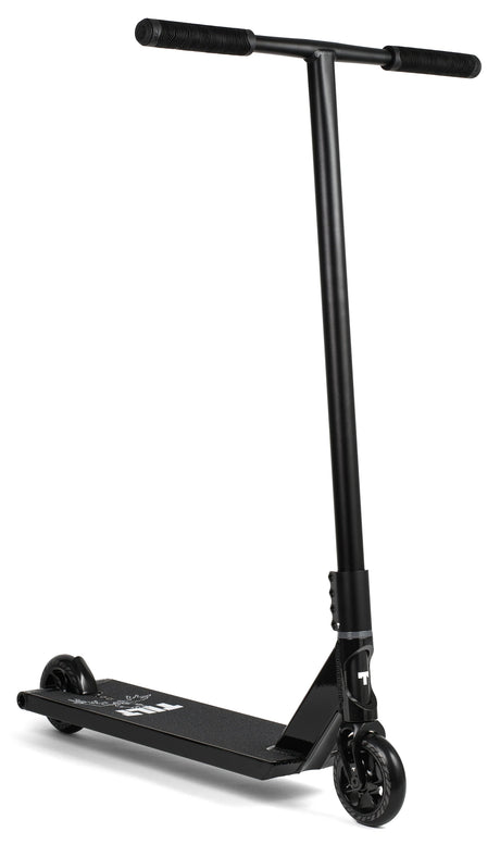 Trottinette freestyle Tilt Theorem Chiseled complète, vue de profil, guidon T-bar noir et pièces noir